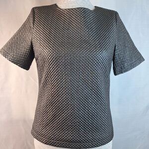 HYPR Black Textured Top Moto Infused Edgy Techno High Structure Med Zip Boxy